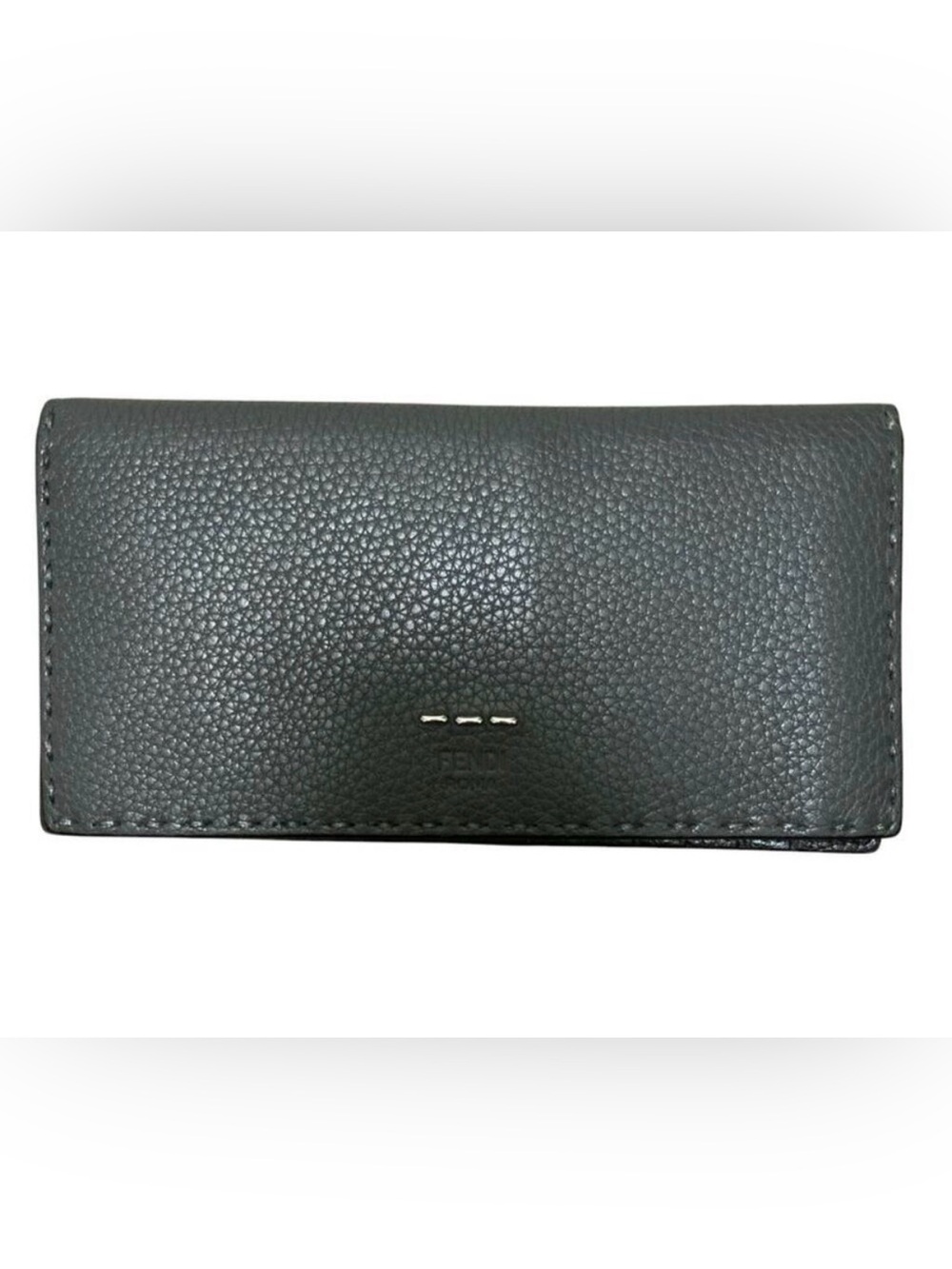 Fendi Selleria Long Continental Wallet Pebbled Calf Skin Leather & Chain Clutch
